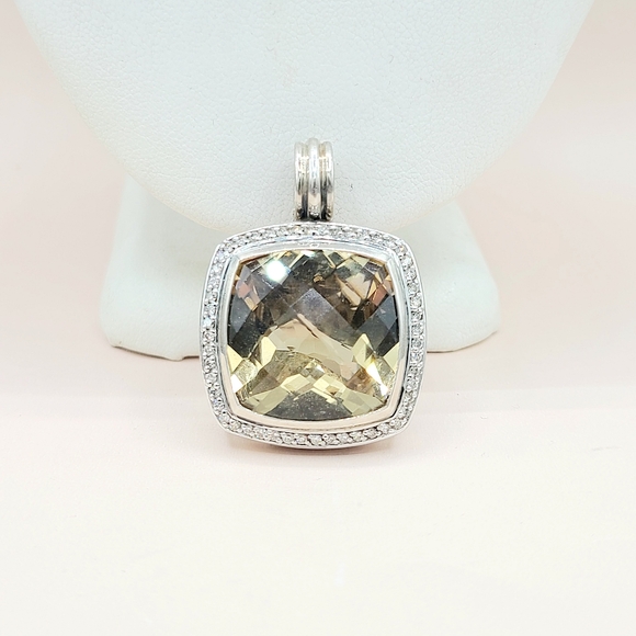 David Yurman Albion 20mm Champagne Citrine Diamond Pendant Enhancer - Picture 1 of 9